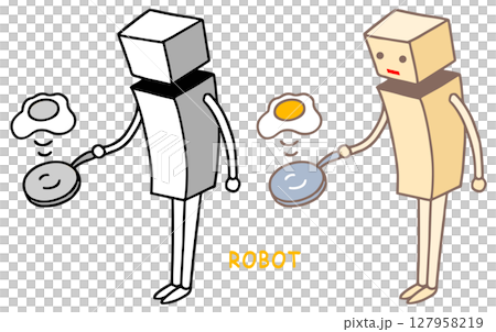 ロボットキャラクター - 料理・クッキング・目玉焼き 127958219