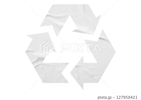 White recycle symbol paper isolated on transparent background White recycle symbol paper isolated on transparent background 127958421