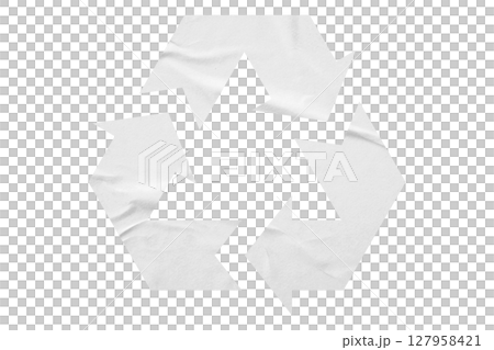 White recycle symbol paper isolated on transparent background White recycle symbol paper isolated on transparent background 127958421