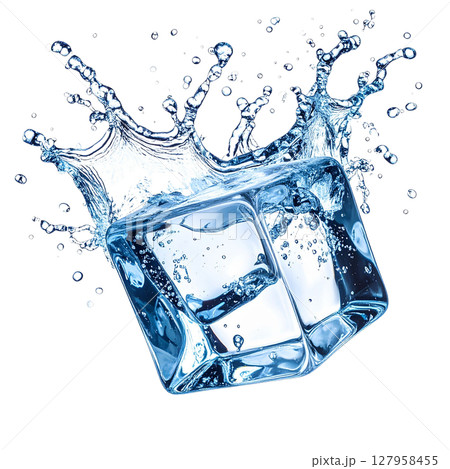 弾ける氷と水しぶきのリアルな清涼感イメージ 127958455