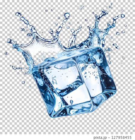 弾ける氷と水しぶきのリアルな清涼感イメージ 127958455