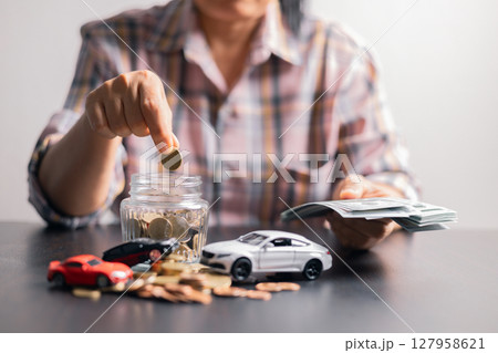 Concept businessman vehicle finance protection office plan investment protect hand save buy sell car ensuring idea financial security automobile agent purchase insurance secure favorable loan deal 127958621