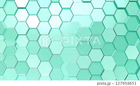 クリーンで先進的なグリーンの六角形背景 – 医療・美容・ビジネス向け 127958651