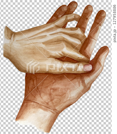 Holding hands couple in love watercolor illustration clip art. Holding hands couple in love watercolor illustration clip art. 127958886