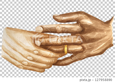Holding hands couple in love watercolor illustration clip art. Holding hands couple in love watercolor illustration clip art. 127958890