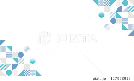 幾何学 メンフィス フレーム 青 水色 枠 幾何学 メンフィス フレーム 青 水色 枠 127958912