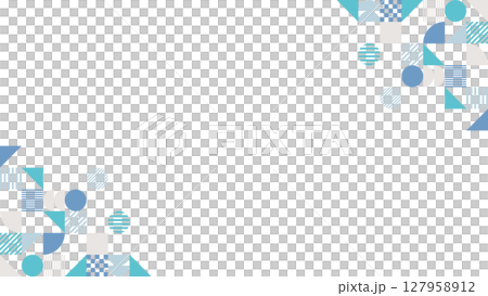 幾何学 メンフィス フレーム 青 水色 枠 幾何学 メンフィス フレーム 青 水色 枠 127958912
