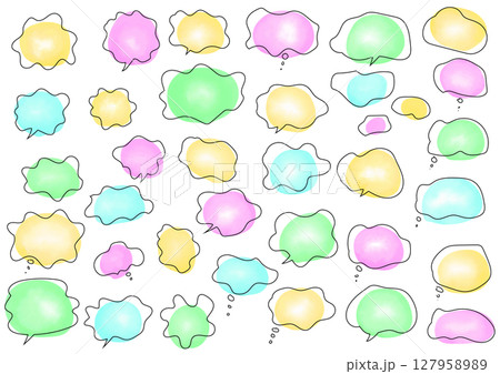 水彩で描いた悩みのフキダシ 水彩で描いた悩みのフキダシ 127958989