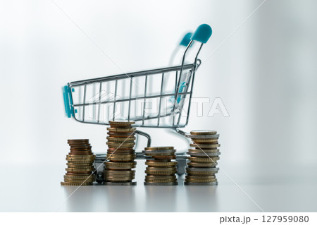 Business save money coin growth concept involves strategic financial management investment loan bank real estate economic development encourage buy income stack investment economy return accountancy 127959080