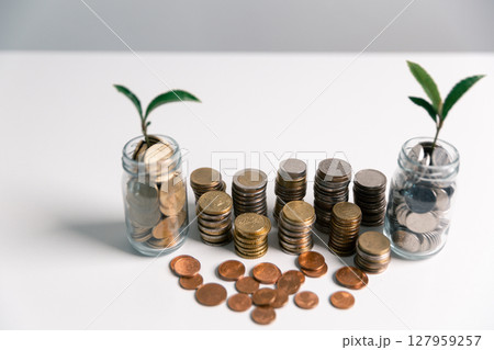 Business concept growth involves strategic financial management money loan investment bank real estate economic development encourage save buy home car education income stack investment economy return 127959257