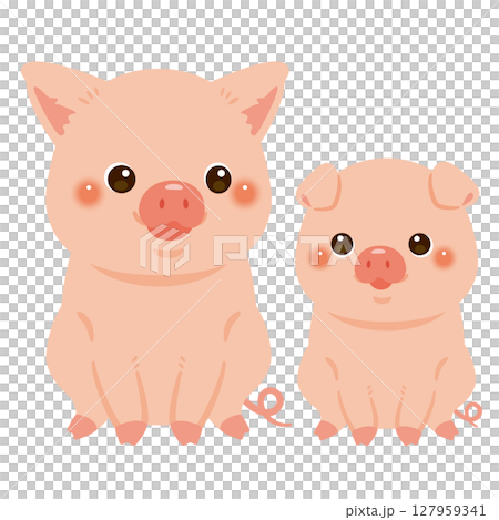 Sitting pig parent and child illustration 2 127959341