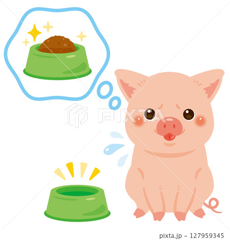 お腹が空いたブタのイラスト	 127959345