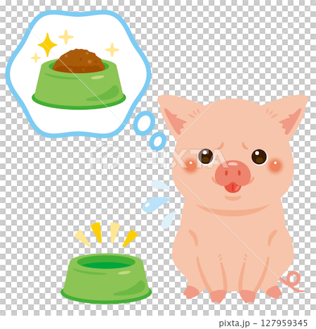 お腹が空いたブタのイラスト	 127959345
