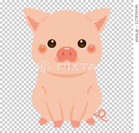 Illustration of a sitting pig Illustration of a sitting pig 127959346