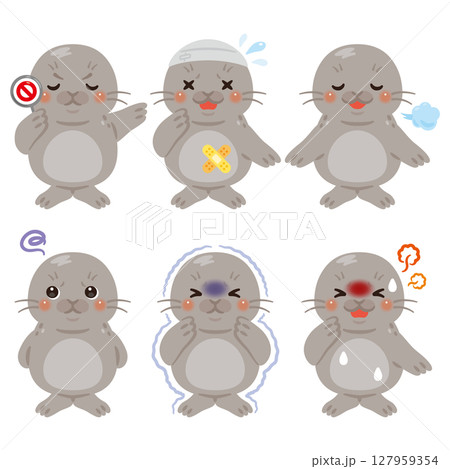 様々な状態のアザラシのキャラクターイラストセット 127959354