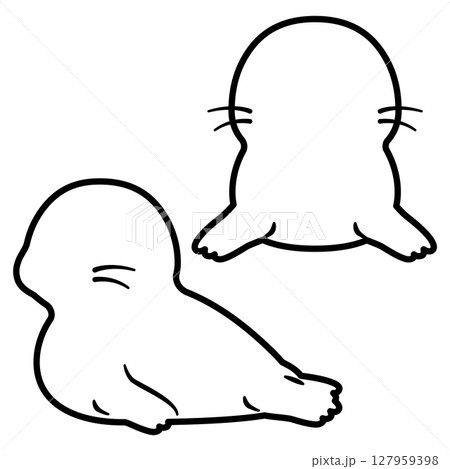アザラシの線画セット 127959398