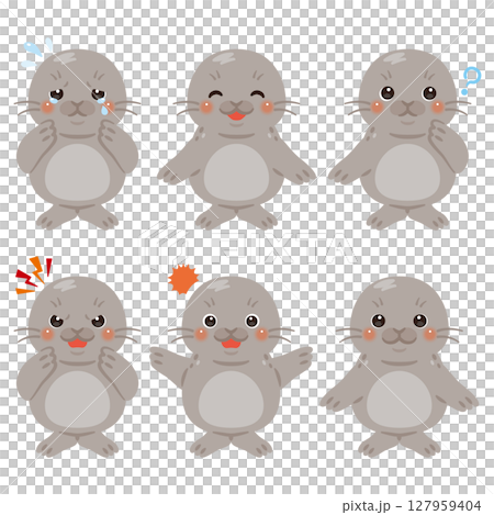 海豹人物插畫表情集 127959404