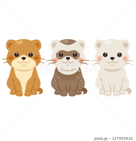 イタチ科の動物イラストセット イタチ科の動物イラストセット 127959410