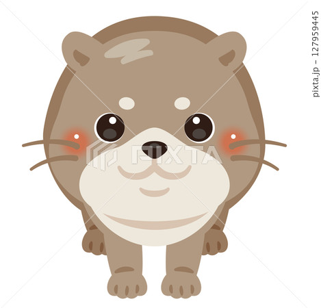 正面から見たカワウソのイラスト 127959445