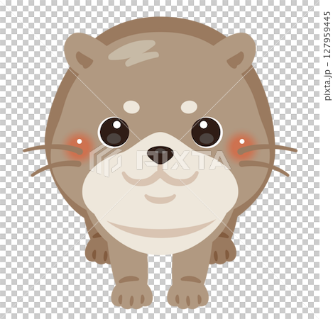 正面から見たカワウソのイラスト 127959445