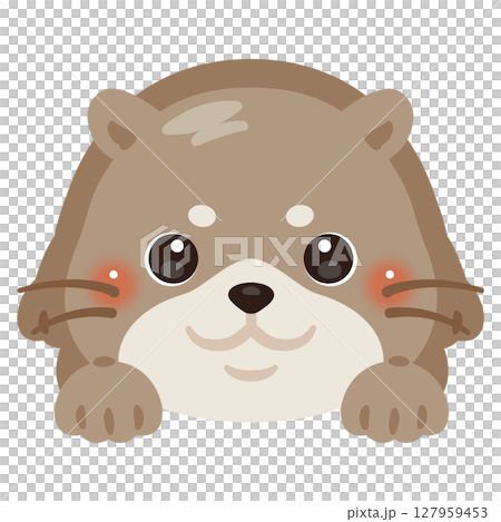 一隻面朝下躺著的水獺的插圖 127959453