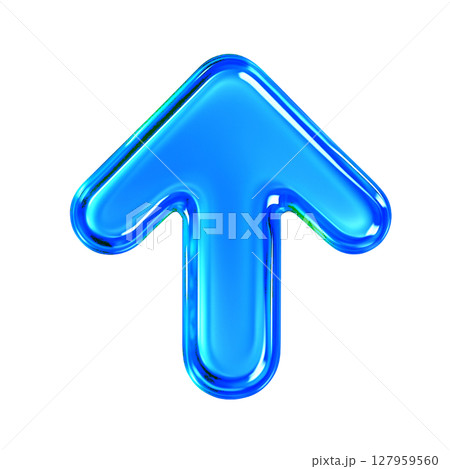 光沢感のある青の上向き矢印アイコン、立体的なガラス風の青い上矢印、鮮やかな青の上向き記号 光沢感のある青の上向き矢印アイコン、立体的なガラス風の青い上矢印、鮮やかな青の上向き記号 127959560