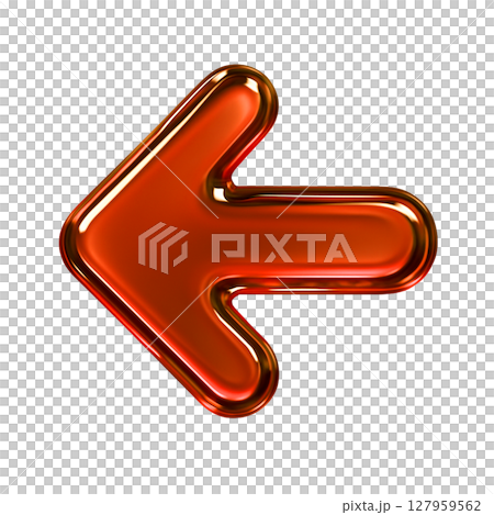 光沢感のある赤の左向き矢印アイコン、立体的にデザインされた左矢印、ガラス風の赤い左向き記号 光沢感のある赤の左向き矢印アイコン、立体的にデザインされた左矢印、ガラス風の赤い左向き記号 127959562