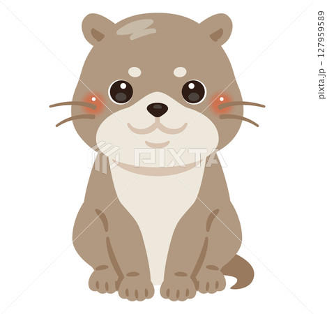 お座りしたカワウソのイラスト 127959589