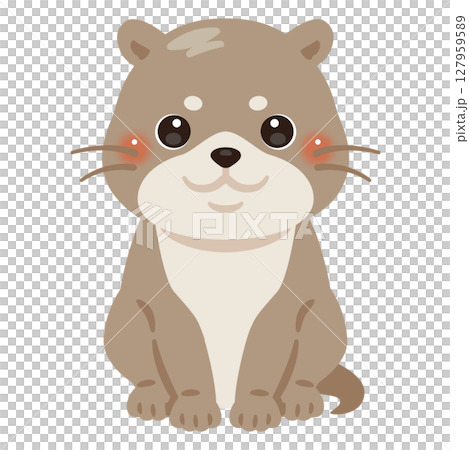 お座りしたカワウソのイラスト 127959589