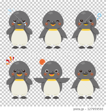 ペンギンのキャラクターイラスト　表情セット 127959593