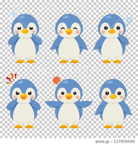 藍企鵝人物插圖臉部表情集 藍企鵝人物插圖臉部表情集 127959599