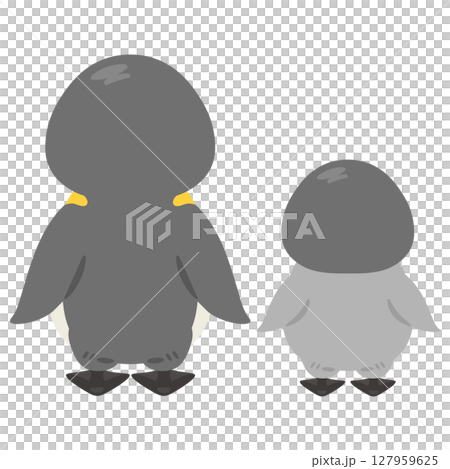 ペンギン親子の背後イラストセット 127959625