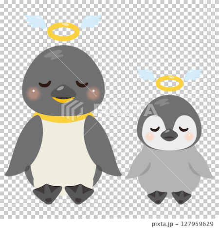 亡くなったペンギン親子のイラスト 127959629