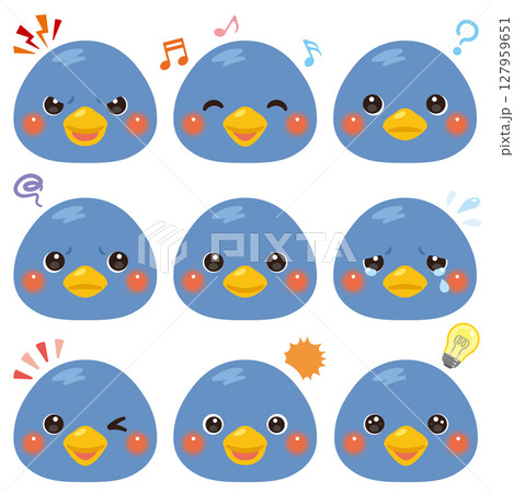 ペンギンのイラストセット　顔表情のみ 127959651