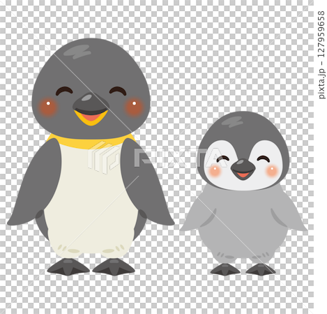 笑顔のペンギン親子のイラスト 127959658