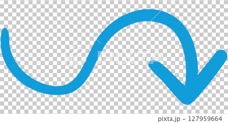 Illustration of a single-line hand-drawn arrow 6 (blue) 127959664