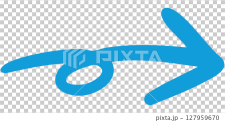 一本線の手書き矢印のイラスト12（青） 127959670