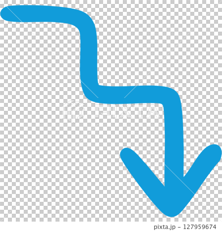 一本線の手書き矢印のイラスト16（青） 127959674