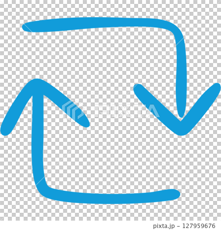 Illustration of a single-line hand-drawn arrow 18 (blue) Illustration of a single-line hand-drawn arrow 18 (blue) 127959676