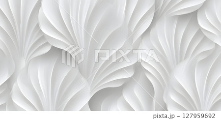 白い抽象的な葉モチーフの3D背景、インテリア背景などに 白い抽象的な葉モチーフの3D背景、インテリア背景などに 127959692