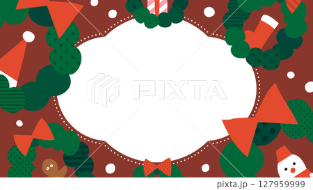 クリスマスリースのフレーム・背景素材（横向き16:9） 127959999