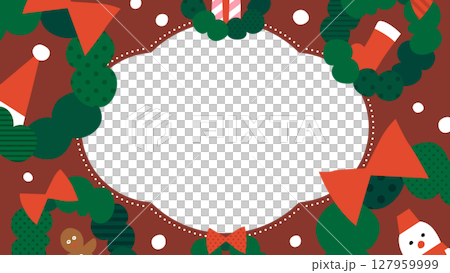 クリスマスリースのフレーム・背景素材（横向き16:9） 127959999