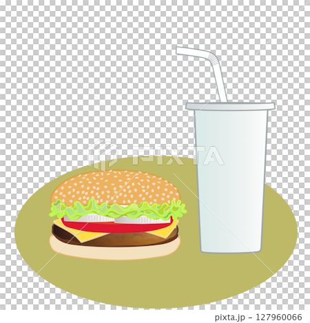 ファストフードのセットメニューイラスト 127960066