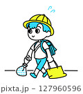 登下校の荷物が多い子 127960596
