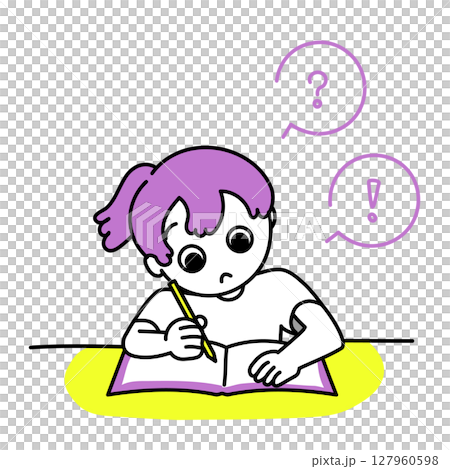 夏休みの宿題をする子 127960598