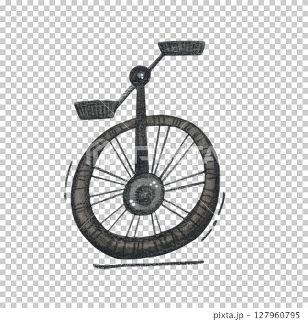Circus bicycle, unicycle isolated on white background 127960795