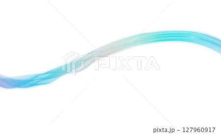 透明背景に青のグラデーションがかかった曲線状の光のリボン 127960917