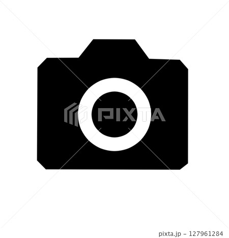 カメラのアイコンモノクロイラスト カメラのアイコンモノクロイラスト 127961284