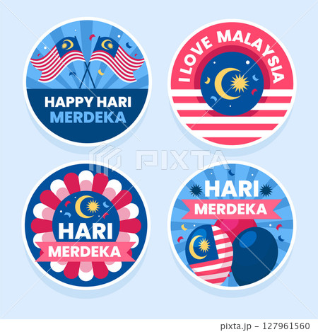 Hari Merdeka Emblems Flat Set 127961560
