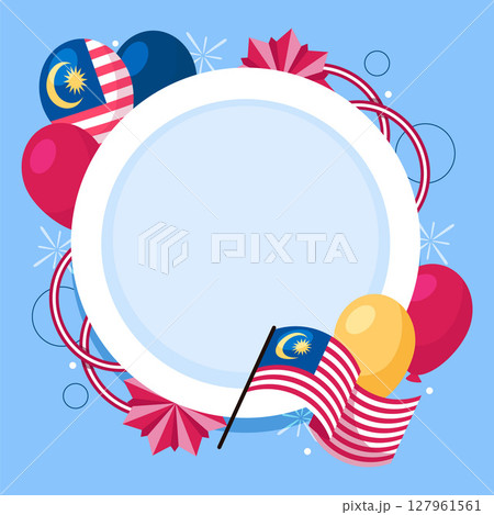 Hari Merdeka Flat Illustration with Malaysia Flags 127961561